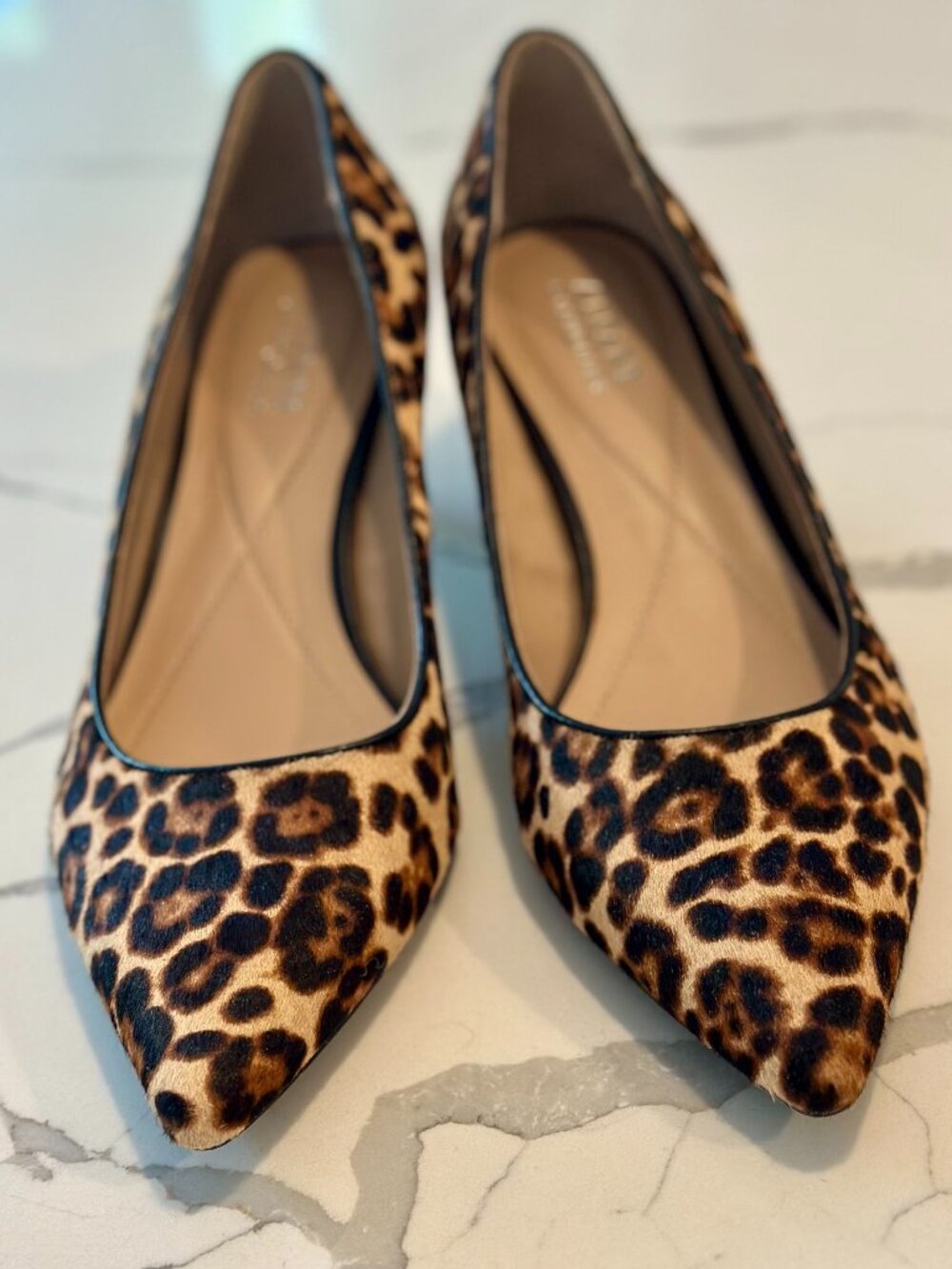 Leopard Print Kitten Heel Calf Hair Shoes